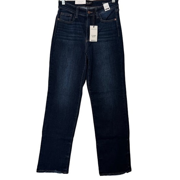Judy Blue Denim - New w/ Tags Judy Blue Dark Wash Straight Fit Raw Hem Stretch Jeans Womens 5 / 27
